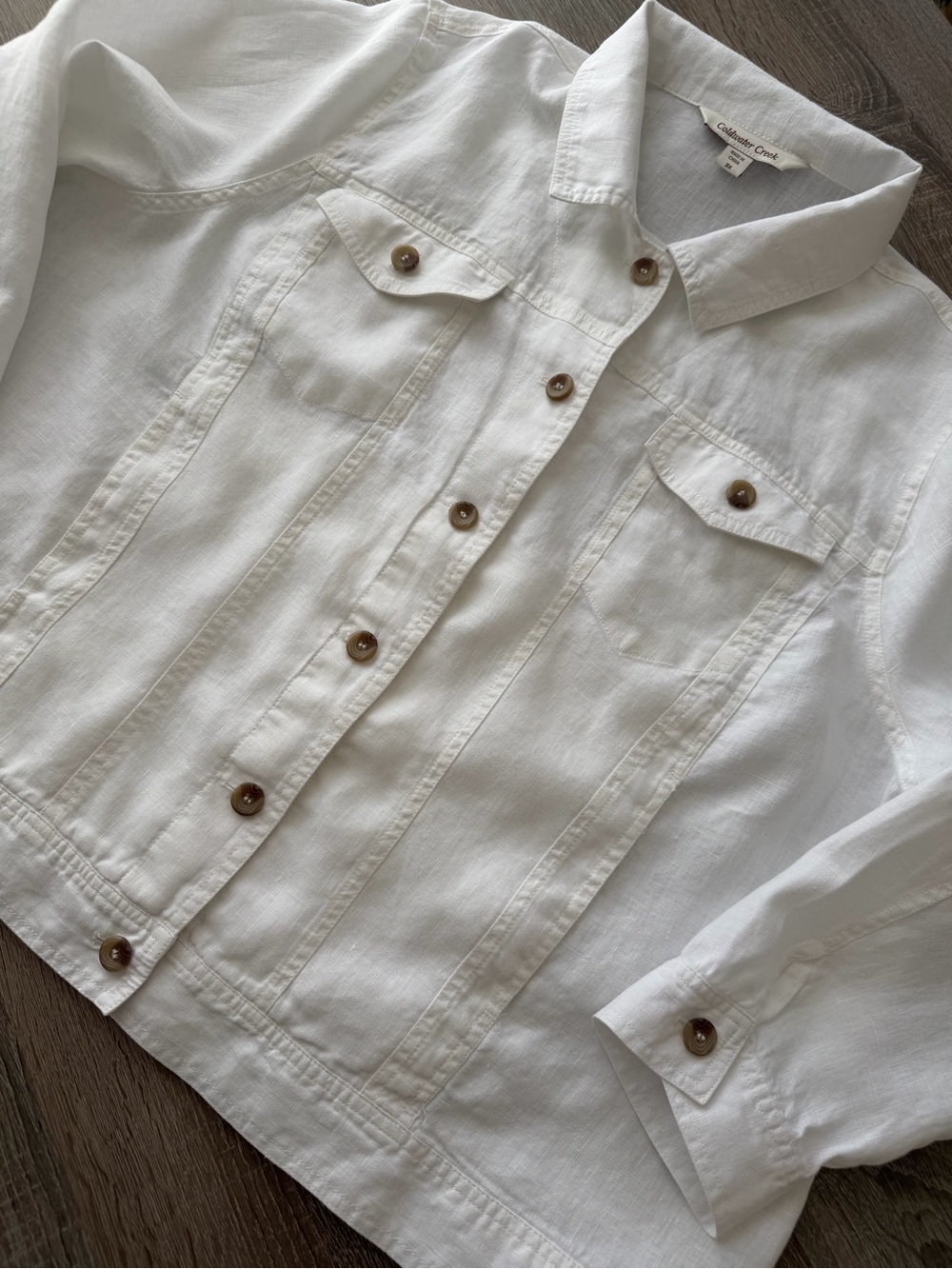 Coldwater Creek Journeys Lightweight Washable Linen Jacket 3X - Picture 4 of 11